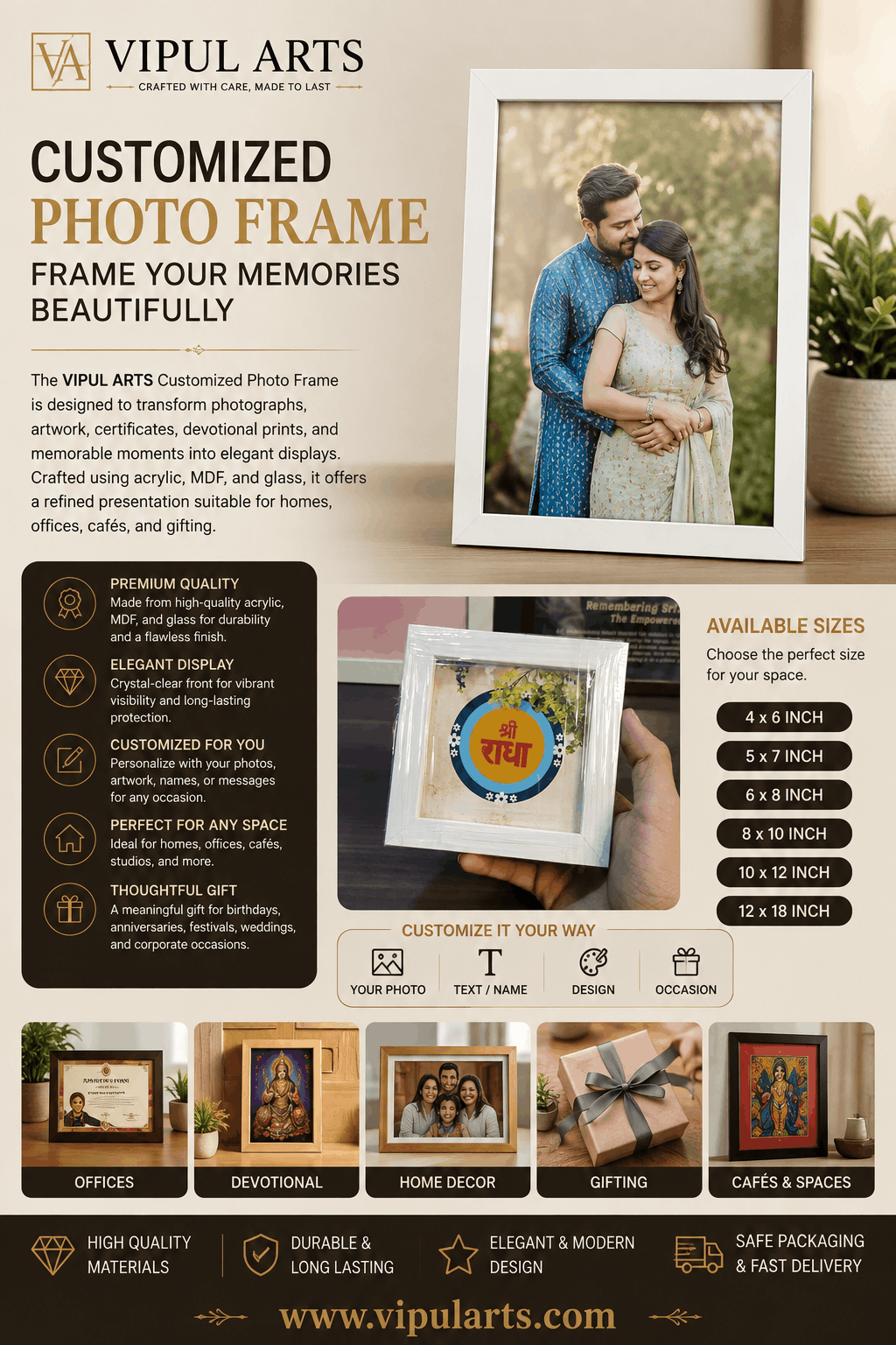 VIPUL ARTS Customized Photo Frame