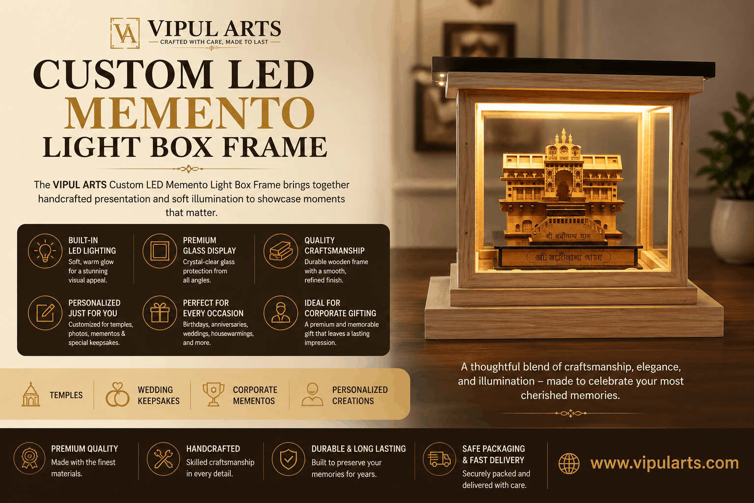 VIPUL ARTS Custom LED Memento Light Box Frame