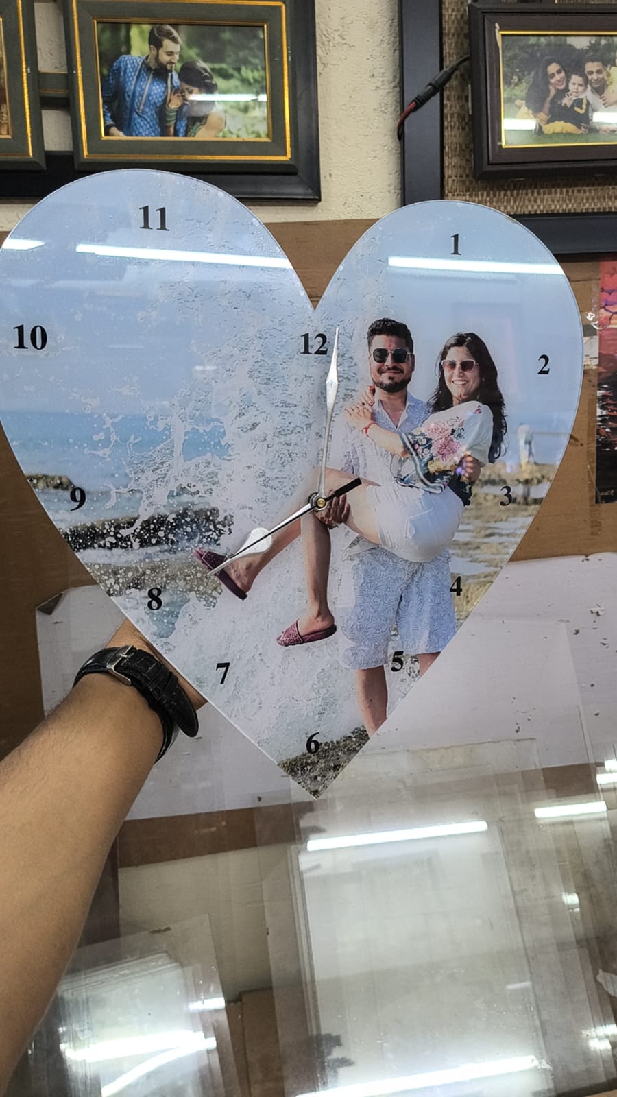 Customized Acrylic Heart Photo Wall Clock